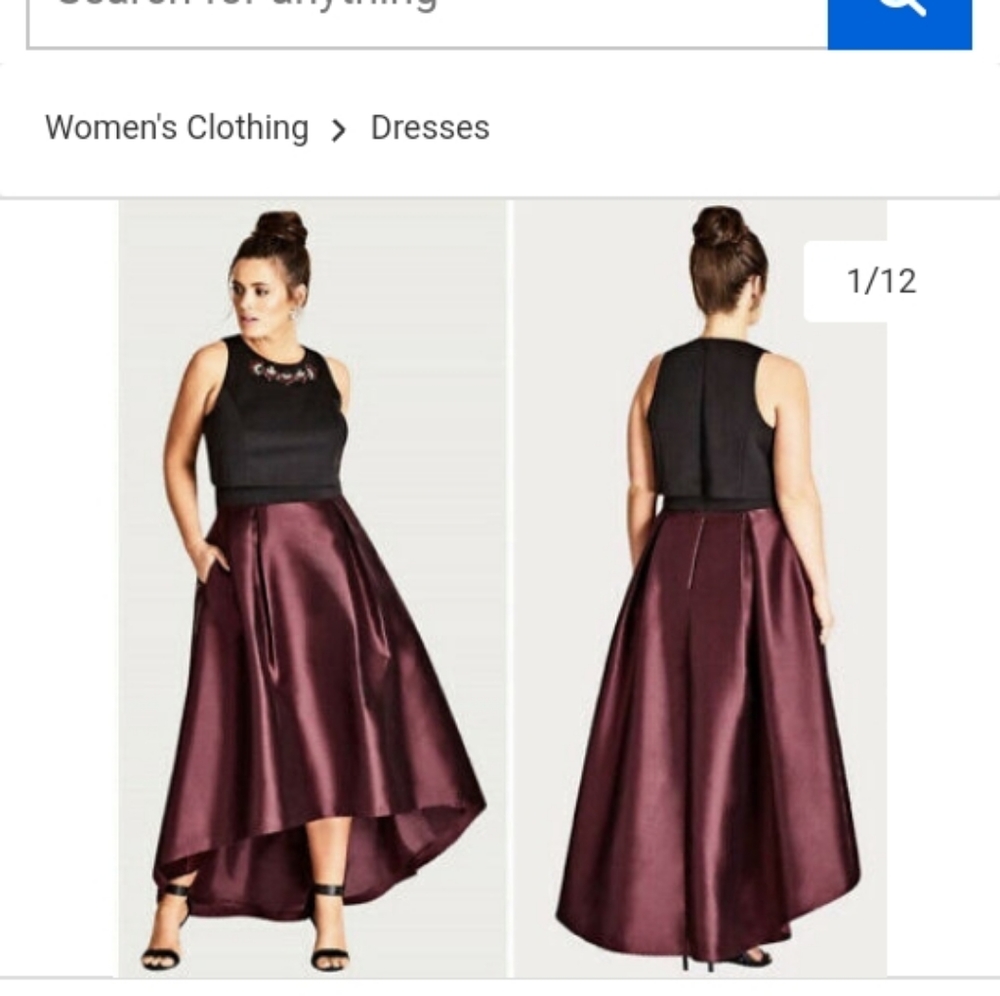 NWT City Chic black and blue high and low gown